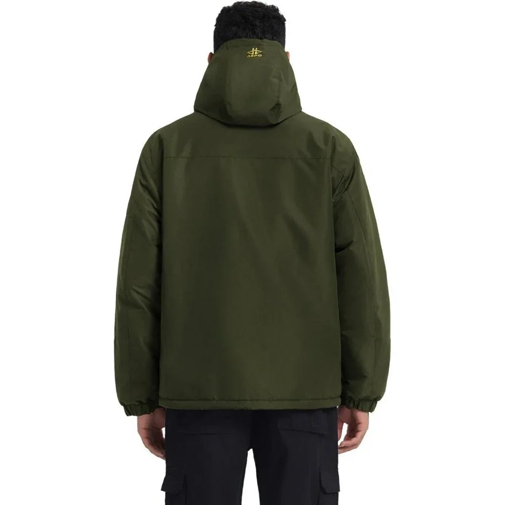 Men Army Green 1 Waterproof Winter Warm Snow Coat Fleece Lined Hiking Ski Jacket